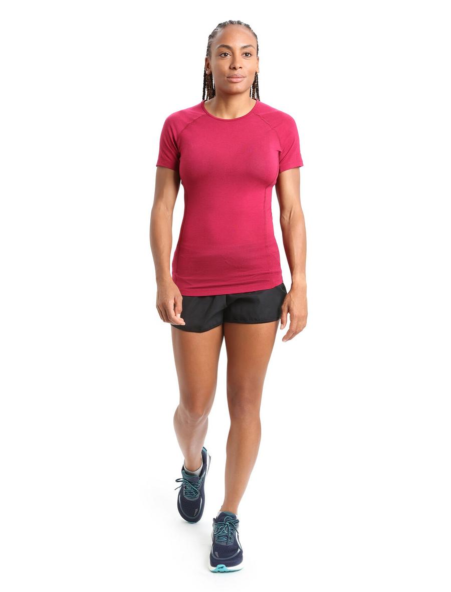 Base Layers Icebreaker BodyfitZone™ Merino 150 Zone Corta Sleeve Crewe Thermal Top Femme Rose | FR 1889FDNM